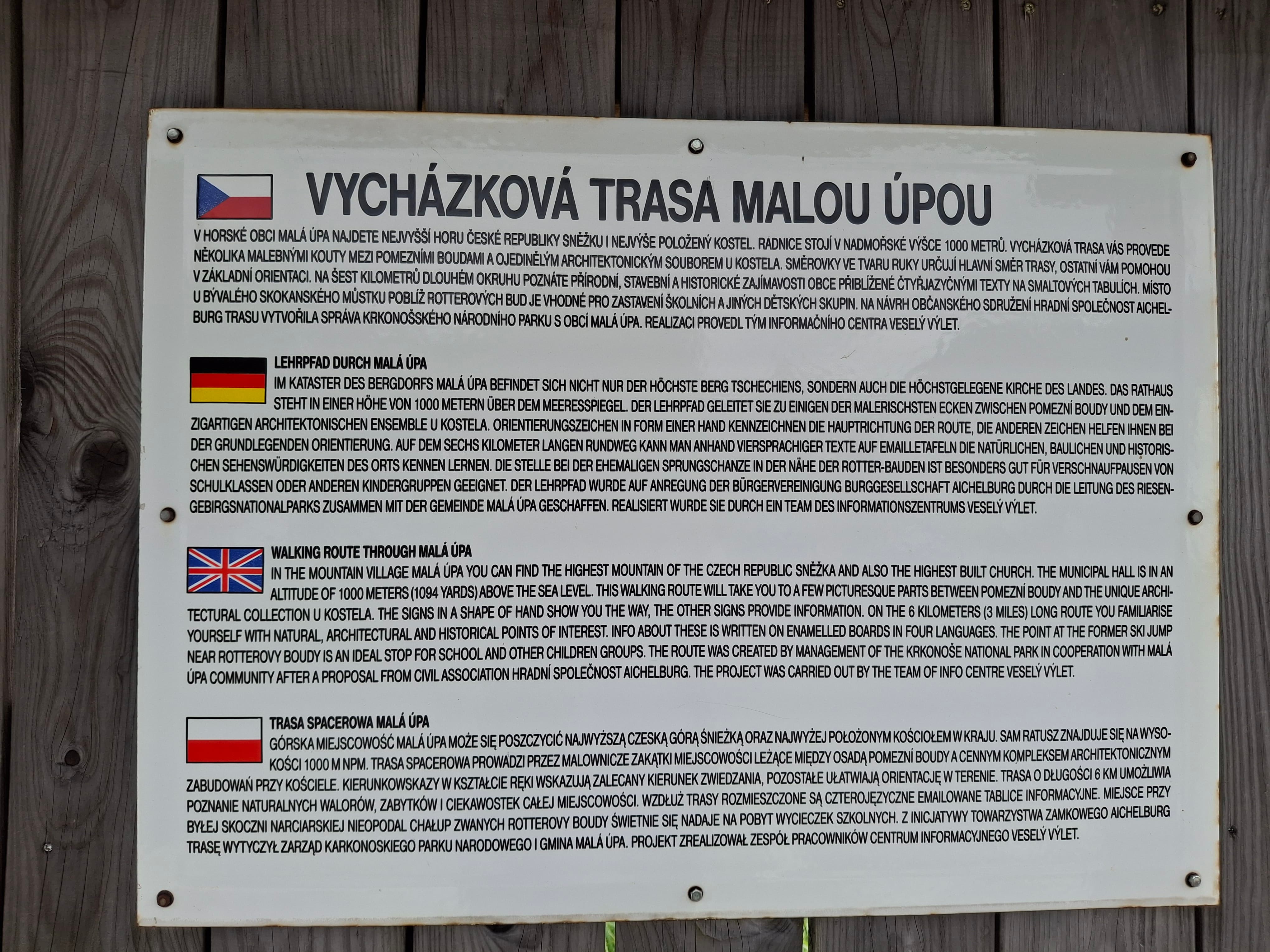 turisticka trasa mala upa